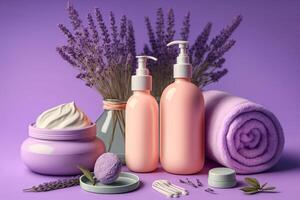 lavender cosmetic and bath products beauty skin care treatment illustration photo