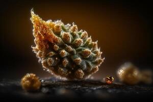 cannabis bud with golden drop resin concentrate extract photo