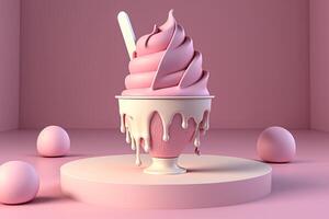 melted pink cream ice caramel illustration photo