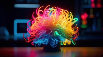 light lamp with multi colored energy flows photo