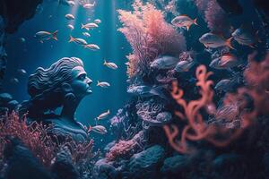 dreamy underwater world with vibrant coral reefs Generative AI photo