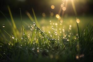 lawn watering in summer weather photo