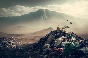garbage dump,nature pollution generative ai photo