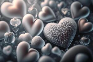 abstract background pattern of icy frozen hearts photo