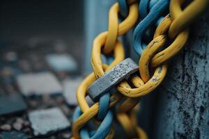 yellow blue chain, a symbol of the strong and courageous unity people of Ukraine photo