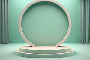 empty circle mint pastel color podium scene photo