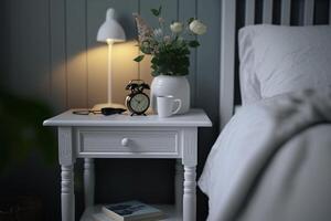 bedside table in the bedroom illustration photo