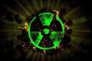 verde nuclear amenaza radiación firmar ilustración generativo ai foto
