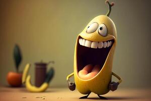cheerful yellow fruit funny character illustration photo