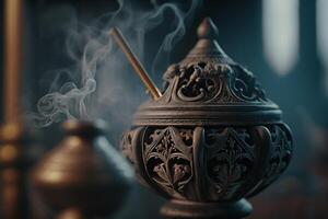 censer with burning incense in the church photo