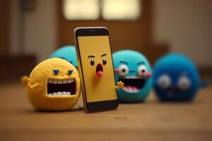 emoji characters playing phone illustration photo