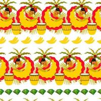 Happy Carnival, Colombia, South America Carnival with samba dancers and musicians. Seamless border colombian festival vector