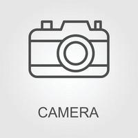 Camera outline icon on white background. Editable stroke. Vector illustration.