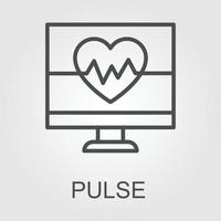 heartbeat icon on the white background vector