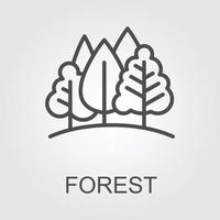 Vintage trees and forest silhouettes set in monochrome style isolated vector illustration