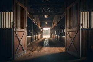 horse stable,stall for horses in wooden house photo