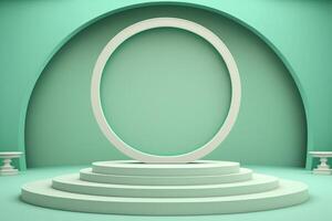 empty circle mint pastel color podium scene photo