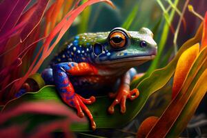 colorful rainbow frog illustration photo