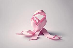 rosado cinta símbolo de el lucha en contra cáncer generativo ai foto