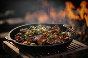 chicken the grill with savory aroma teriyaki photo