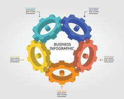 cog element for system template for infographic for presentation for 5 element vector