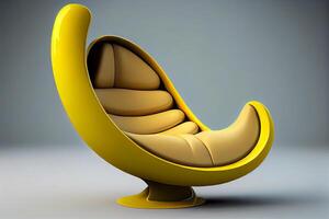 Lemon yellow curved designer chair illustration photo