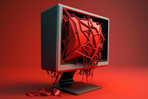 computer virus red monitor screen illustration photo