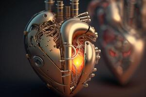 mecánico artificial metal corazón ilustración generativo ai foto