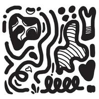 set of Black Hand Drawn Doodles and Shapes. vector