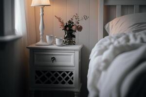 bedside table in the bedroom illustration photo