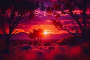 desert red crimson sunset, hot eveninglandscape photo