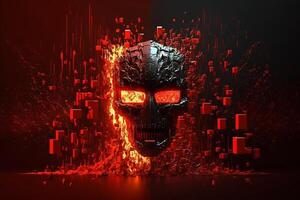 cyber attack concept, danger red face mask illustration photo