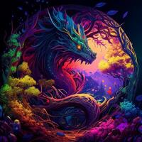fairy fabulous colorful fantasy dragon illustration photo
