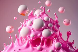 pink bubble wave abstract background photo