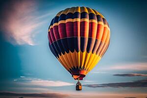 hot air balloon in the sunset evening sky photo