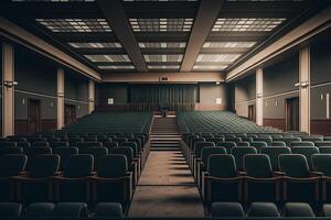 montaje vacío salón,audiencia asientos en el concierto salón ilustración generativo ai foto