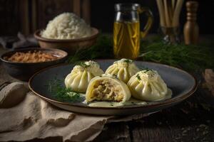 dumplings with potatoes Ukrainian traditional food photo