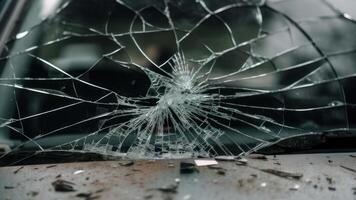 broken car windshield glass photo