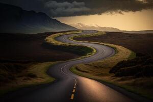 curve road to the top, thorny path to success photo