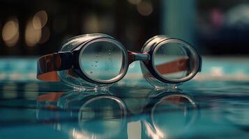 swimming goggles glasses in the pool photo