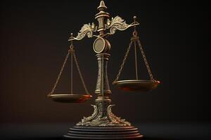 scales of justice in dark background, court trial illustration photo