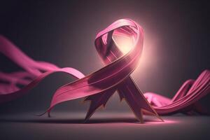rosado cinta símbolo de el lucha en contra cáncer generativo ai foto