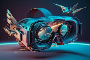 futuristic virtual reality headset vr glassesdigital game technology illustration photo