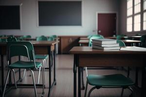 school empty classroom with tables illustration photo