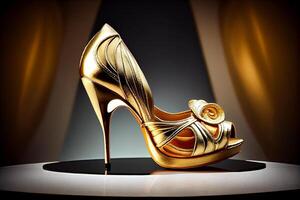 luxury golden heeled shoe illustration photo