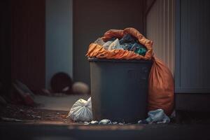 trash can on the street Generative AI photo
