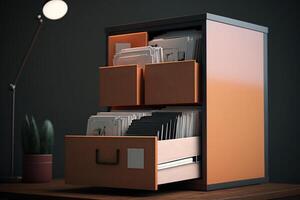 office cabinet storage with documents, illustration photo