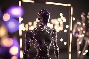 futuristic fashion cyborg in mirror illustration photo