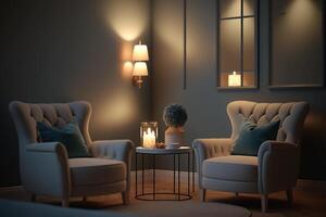 serene relaxation room waiting chairs spa salon photo