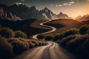 winding road to the top, thorny path to success photo